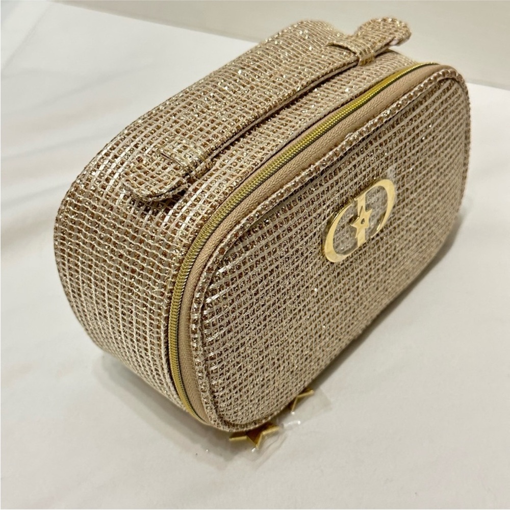 Dior Gold 2025 Holiday Cosmetic Bag  + Lip Oil 001 Pink NIB - Picture 2 of 9